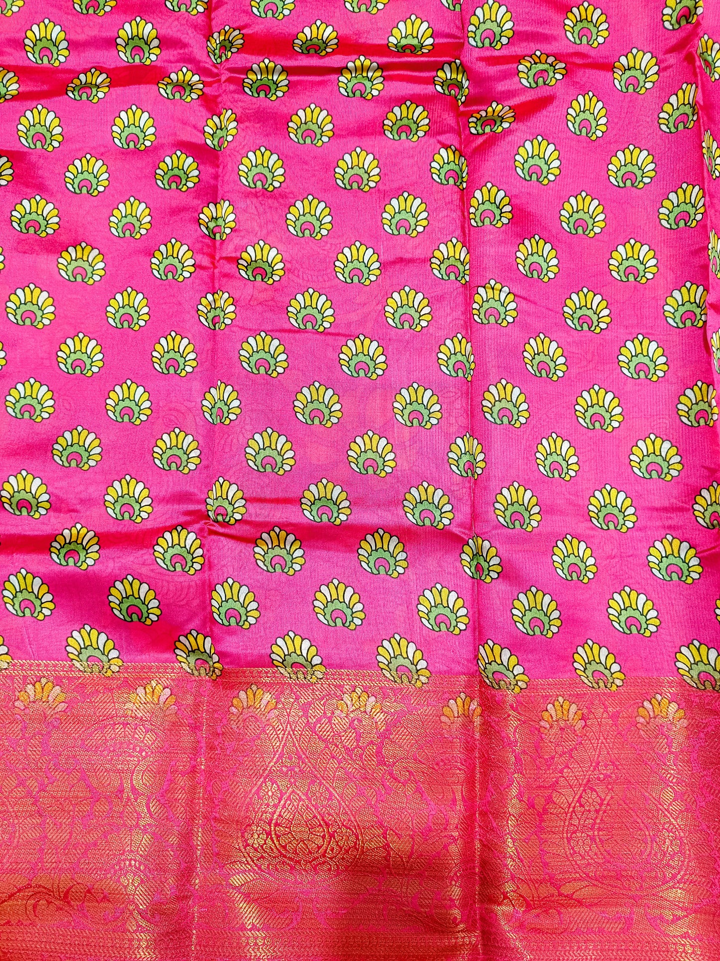 Green Kalamkari Printed Silk Saree