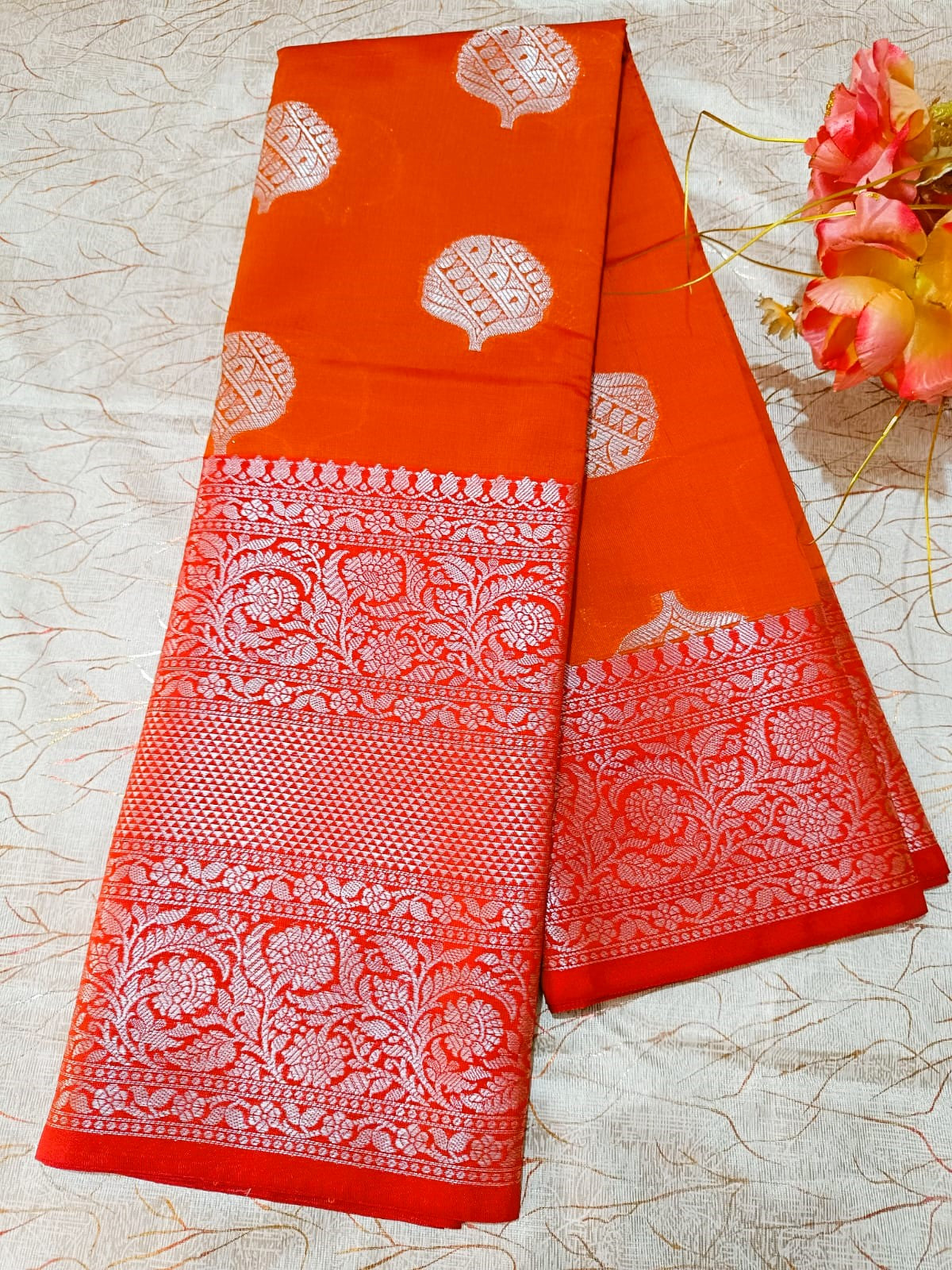 Orange Banarasi Saree