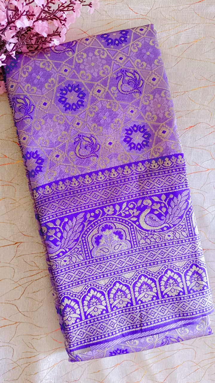 Lailac with Voilet Banarasi Saree