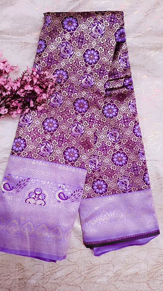 Dark Purple with Lailac Banarasi Saree