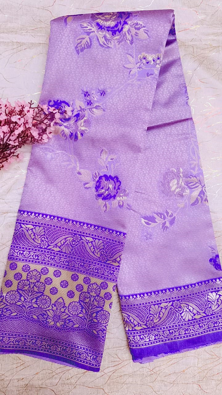 Lailac with Voilet Banarasi Saree