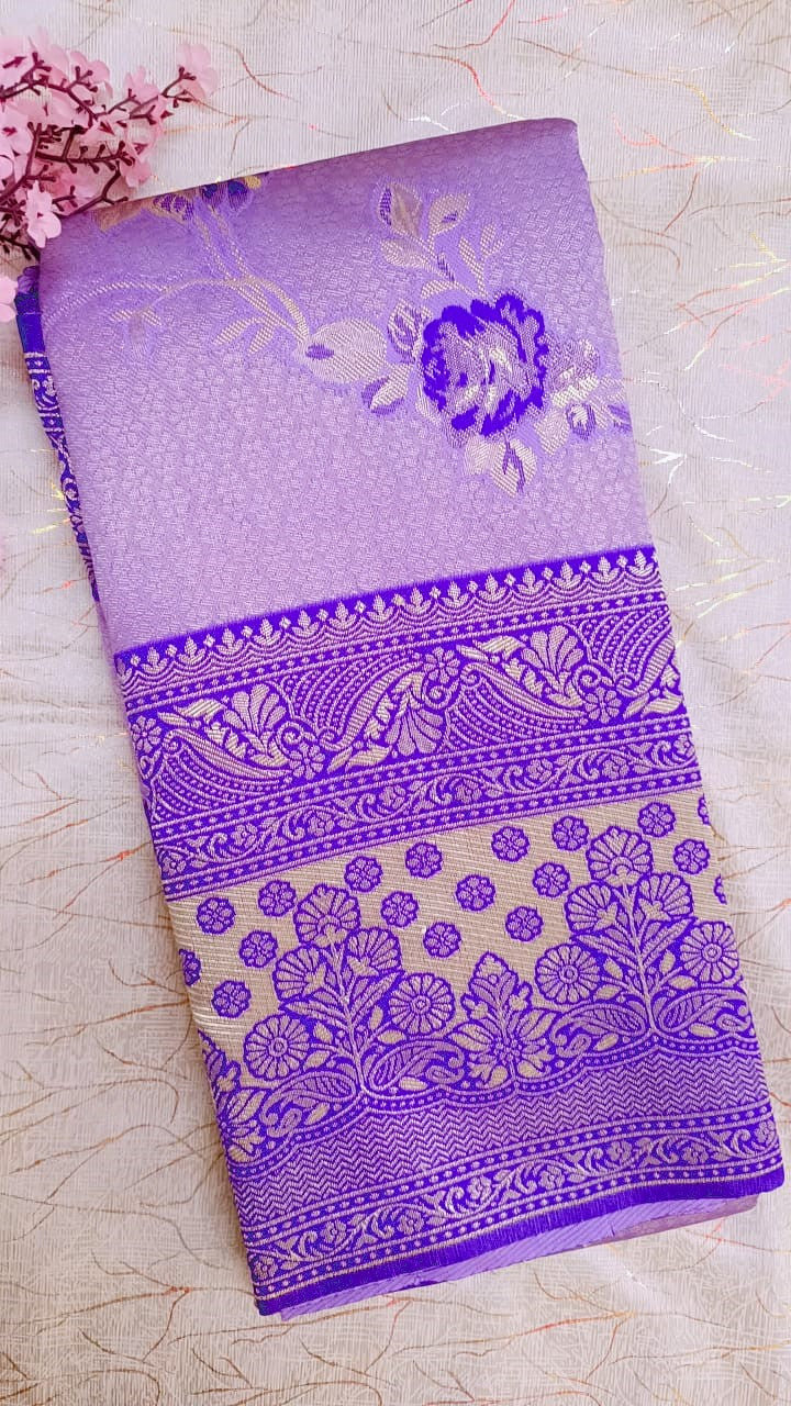 Lailac with Voilet Banarasi Saree