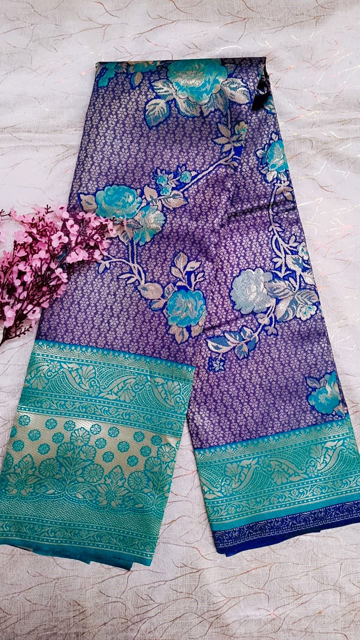 Blue with Green Banarasi Saree