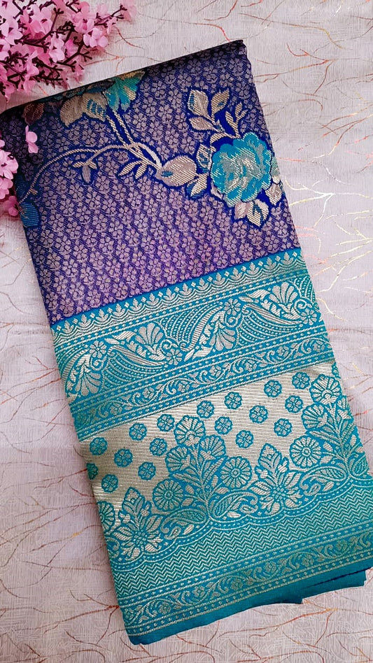 Blue with Green Banarasi Saree