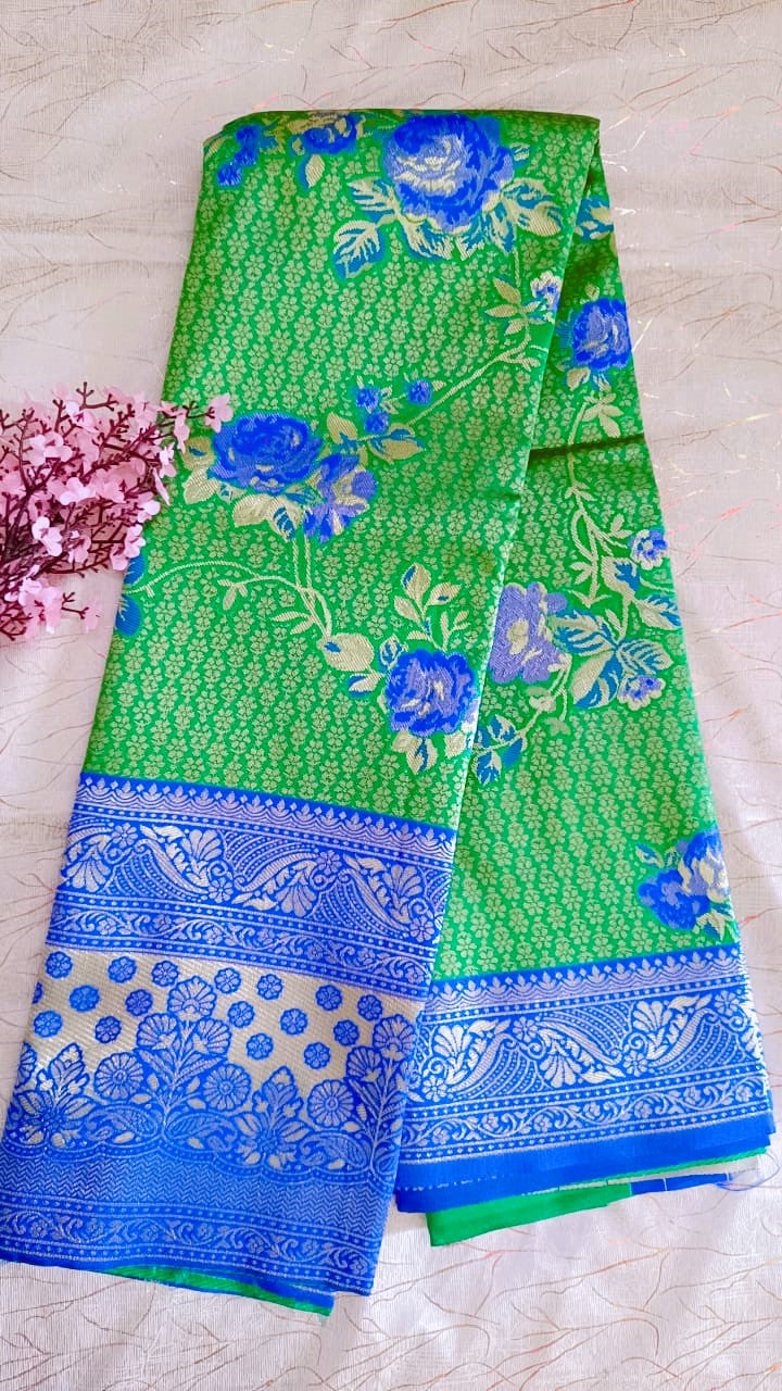 Green with Blue Banarasi Saree