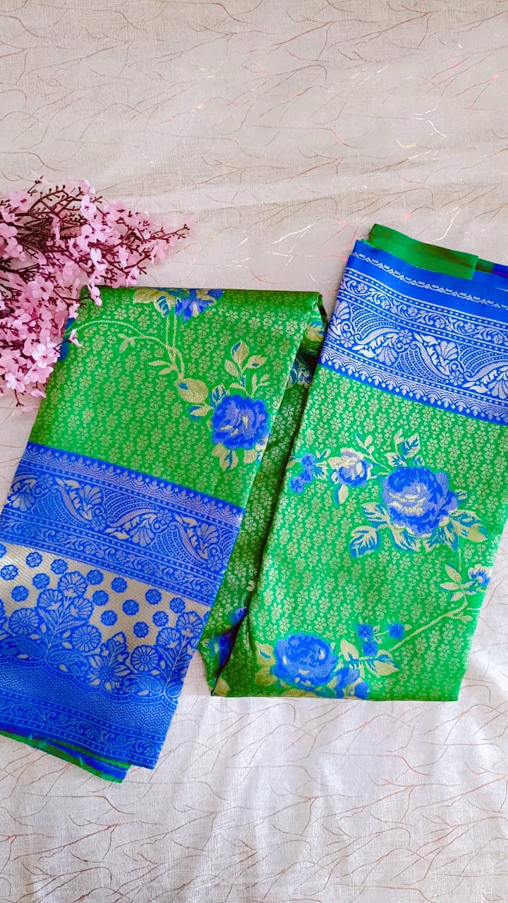 Green with Blue Banarasi Saree