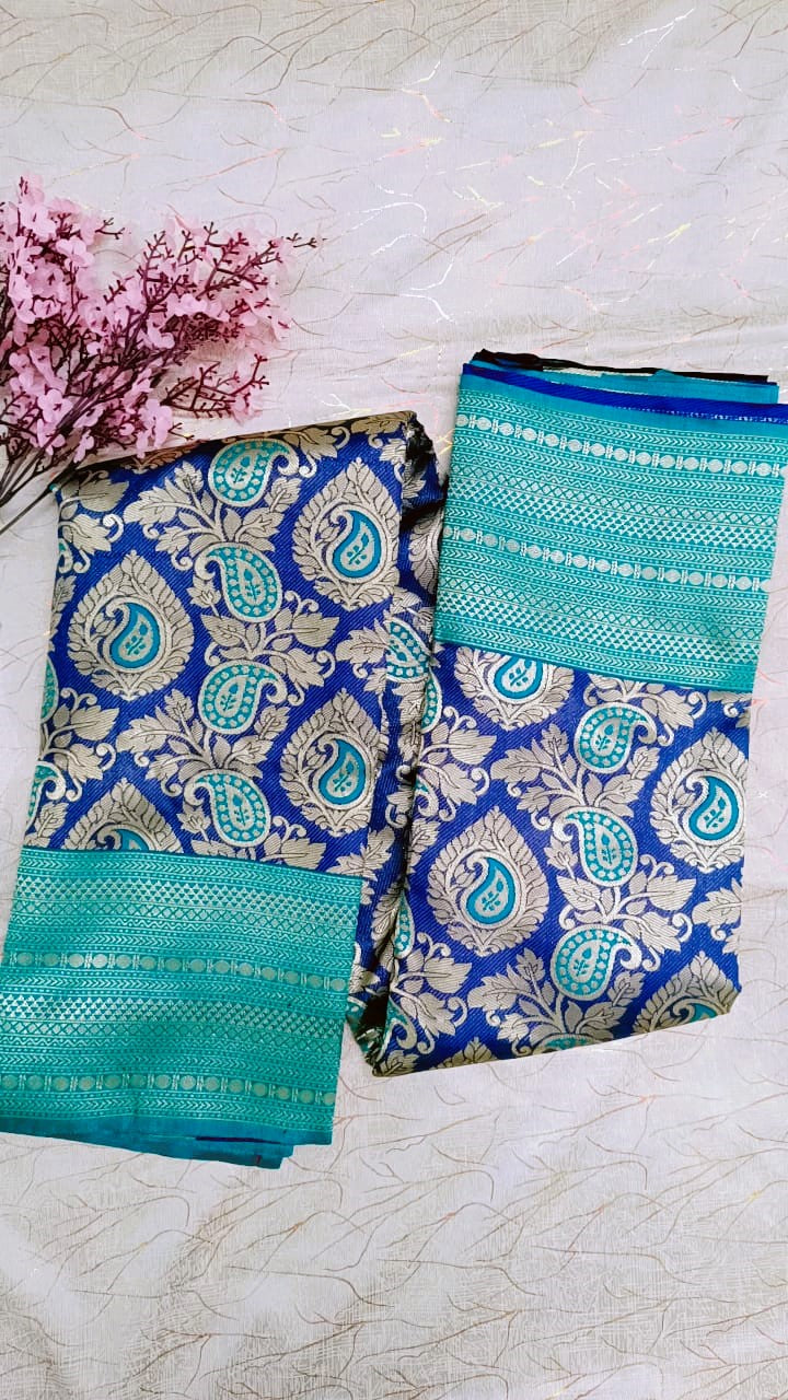 Blue with Green Banarasi Saree