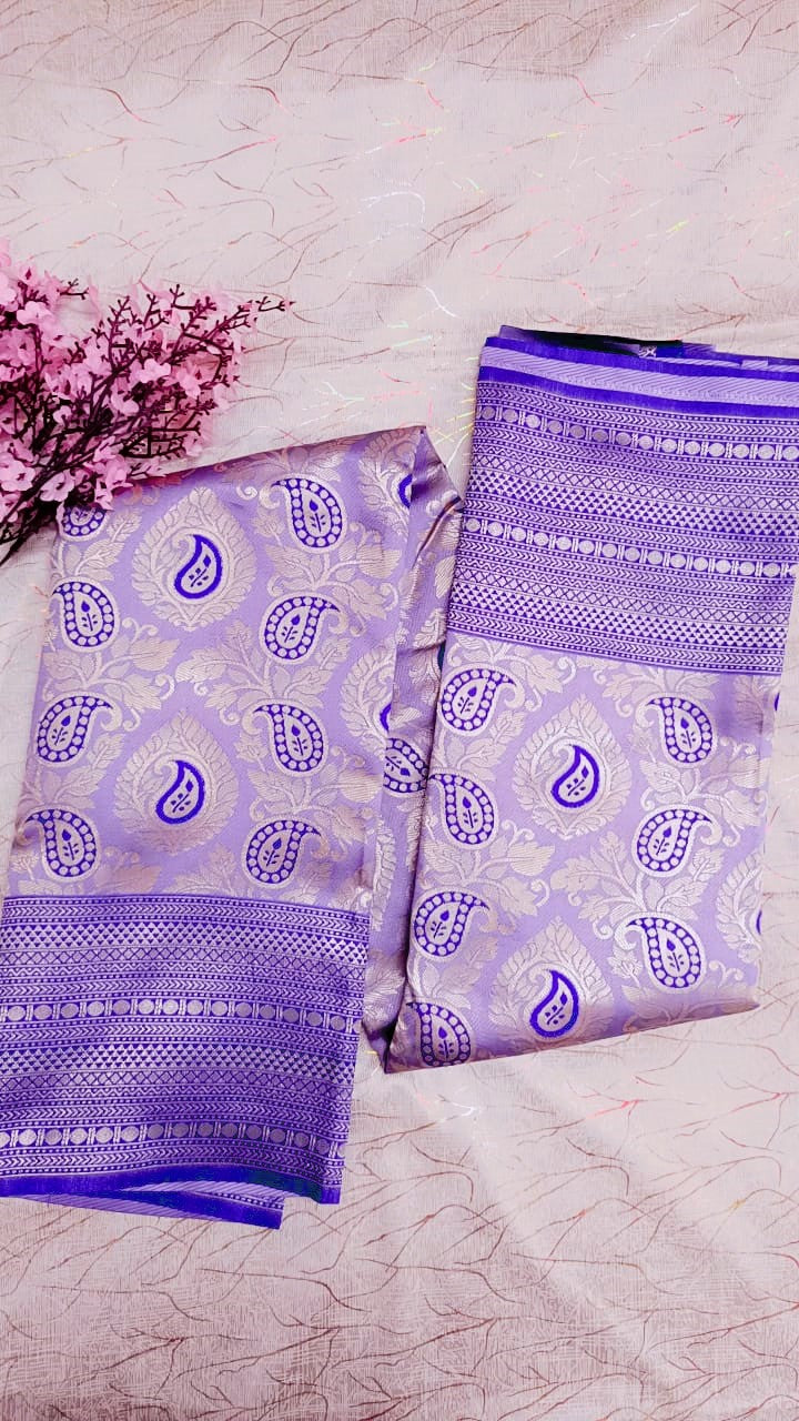 Lailac with Voilet Banarasi Saree