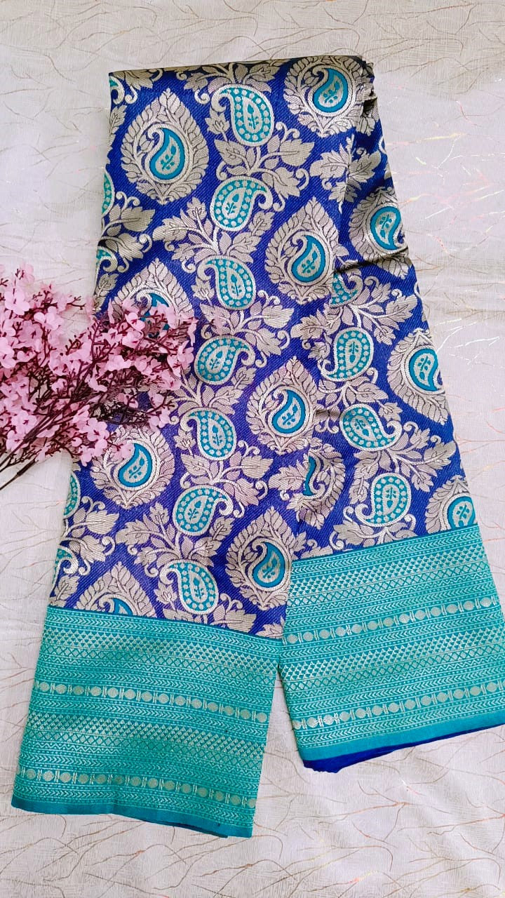 Blue with Green Banarasi Saree