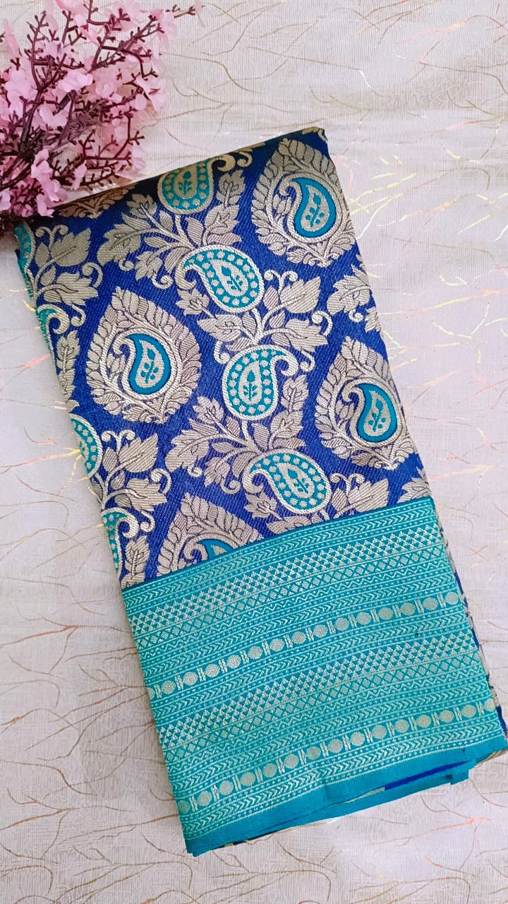 Blue with Green Banarasi Saree