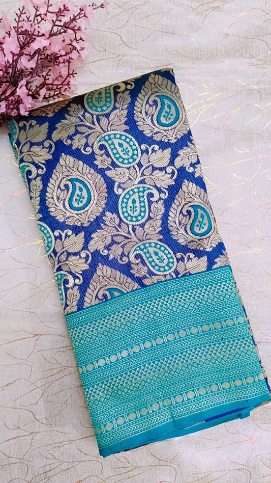 Blue with Green Banarasi Saree