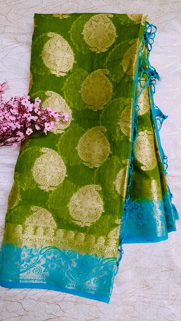 Green with Blue Georgette Saree