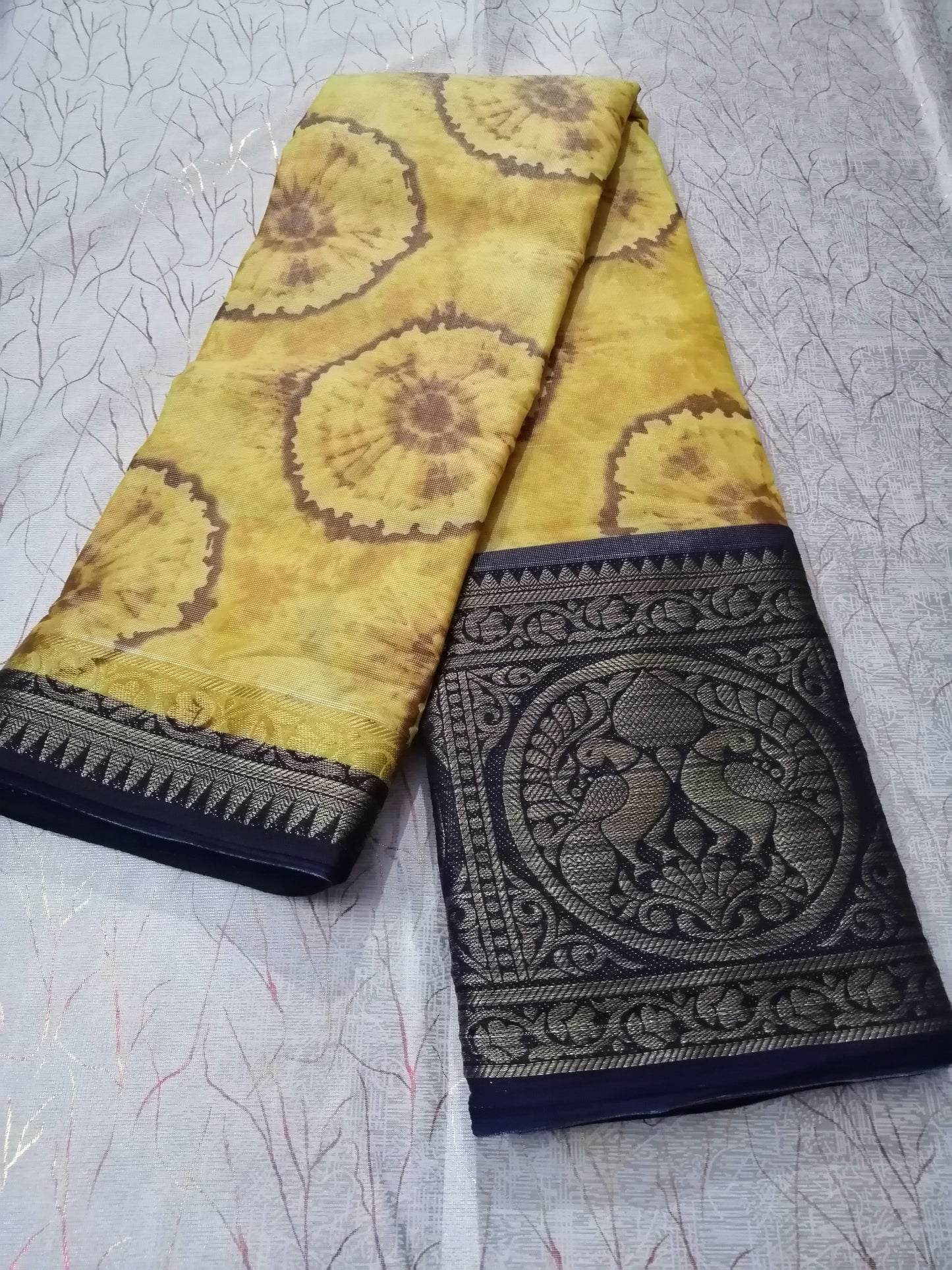 Yellow Jacquard Brasso Saree