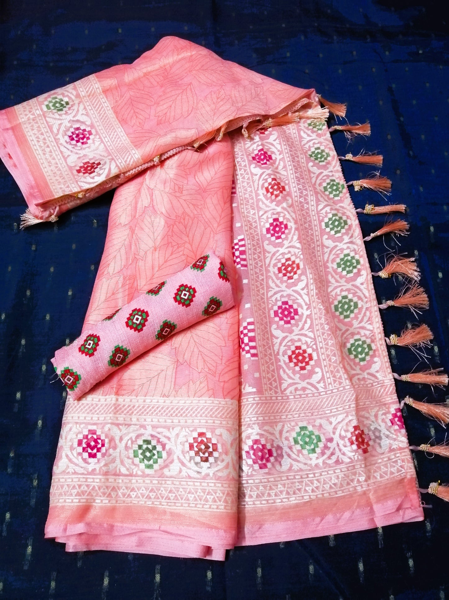 Fancy Peach Pastel Saree