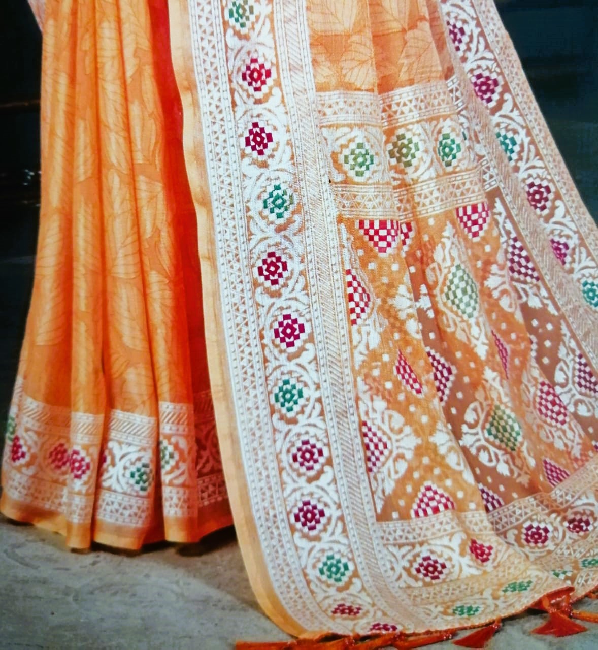 Fancy Orange Pastel Saree