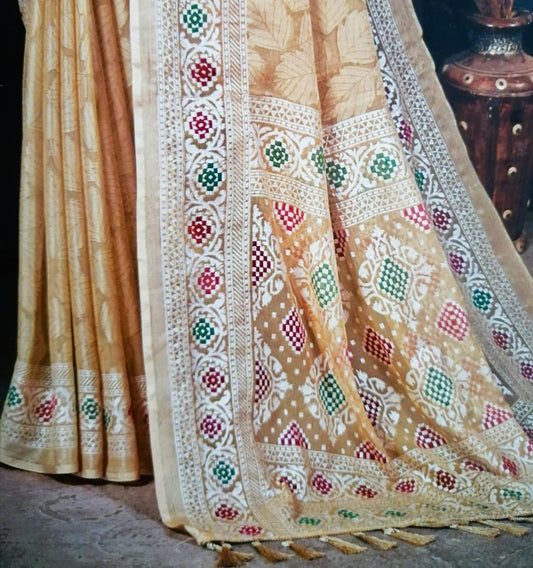 Fancy Cream Pastel Saree