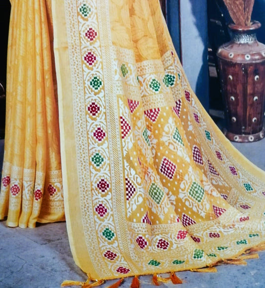 Fancy Yellow Pastel Saree