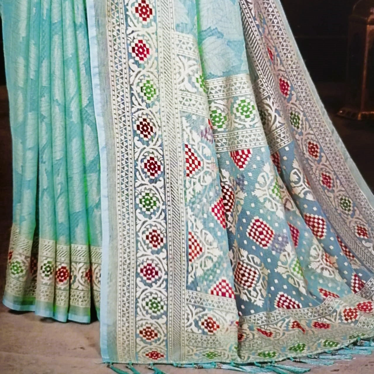 Fancy Sky blue Pastel Saree