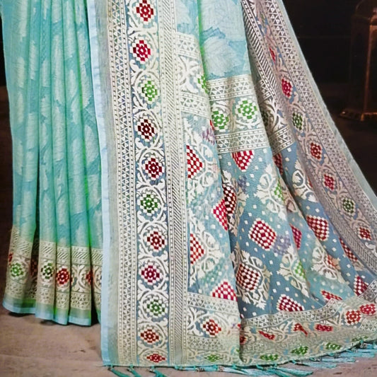 Fancy Sky blue Pastel Saree