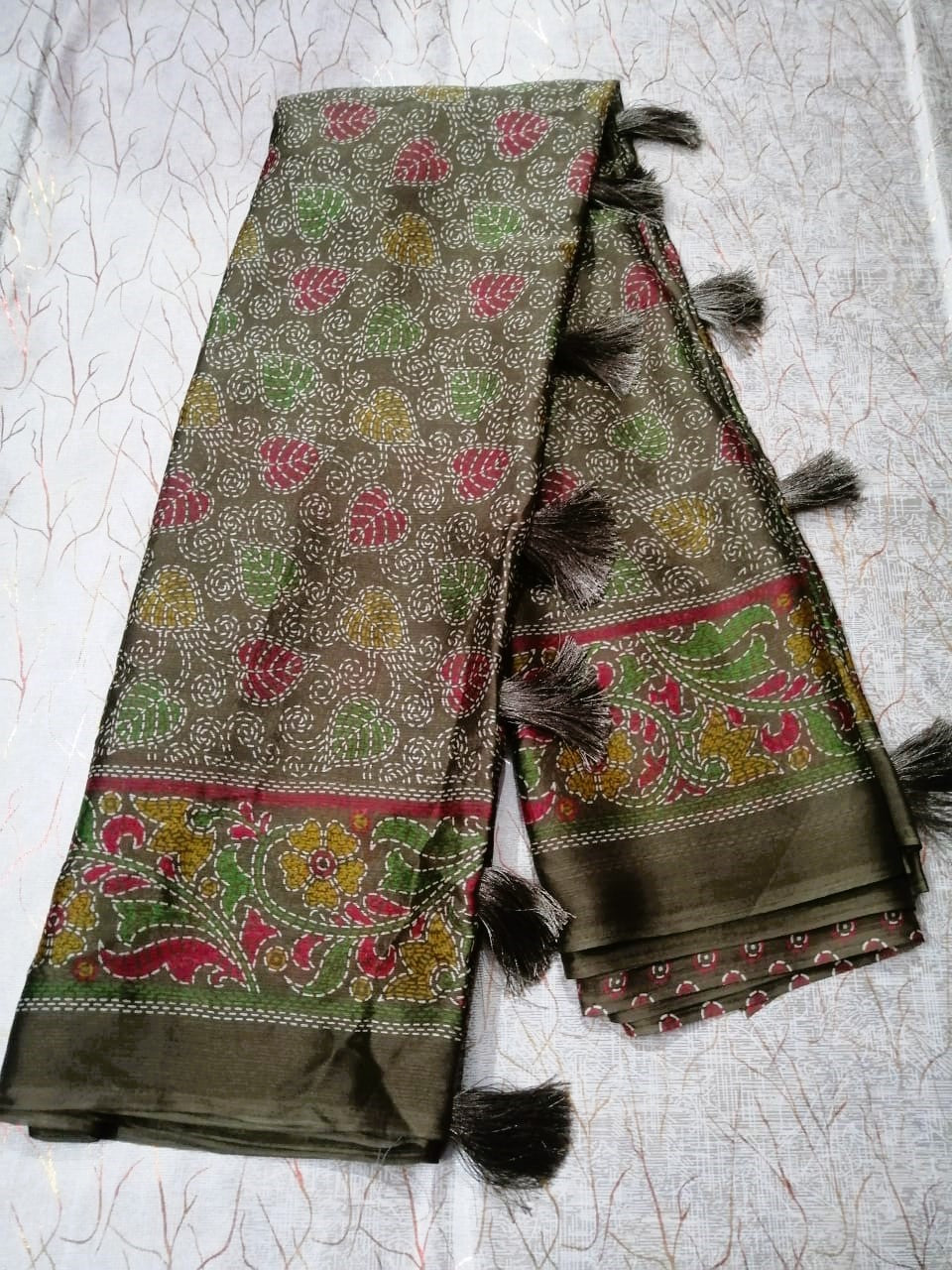 Brown Fancy Varamala Saree