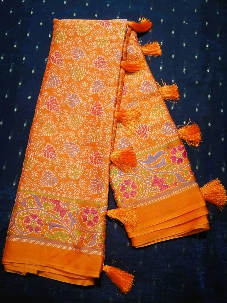 Orange Fancy Varamala Saree