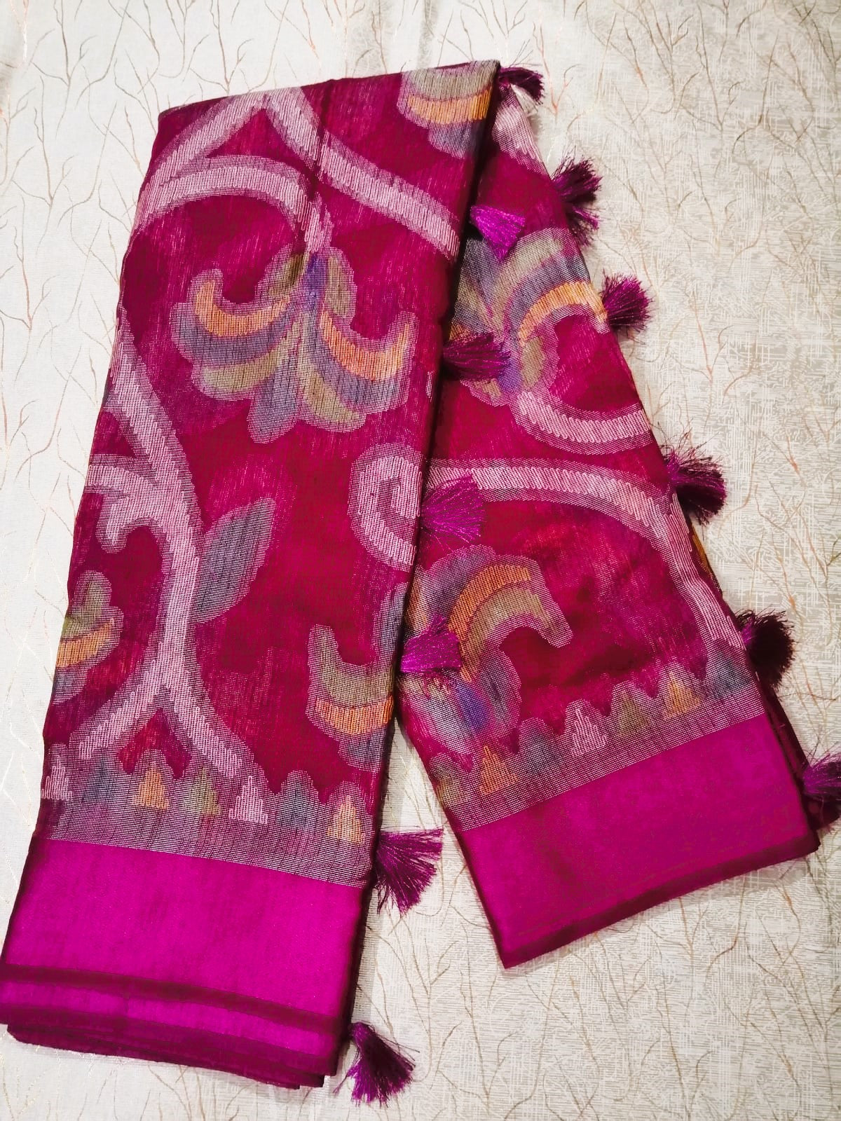 Magenta Kum Kum Brasso Saree