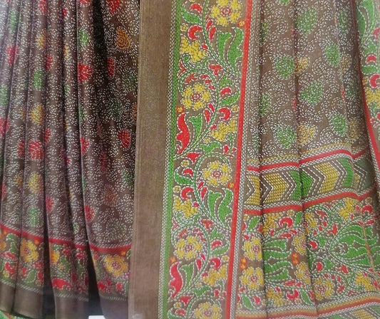 Brown Fancy Varamala Saree