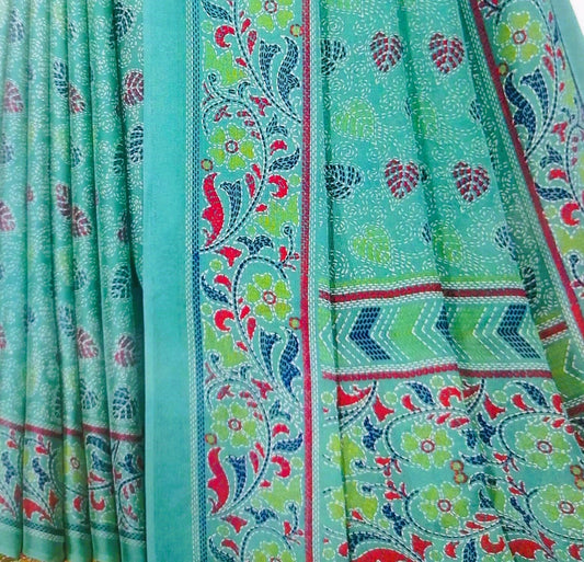 Turquoise Fancy Varamala Saree