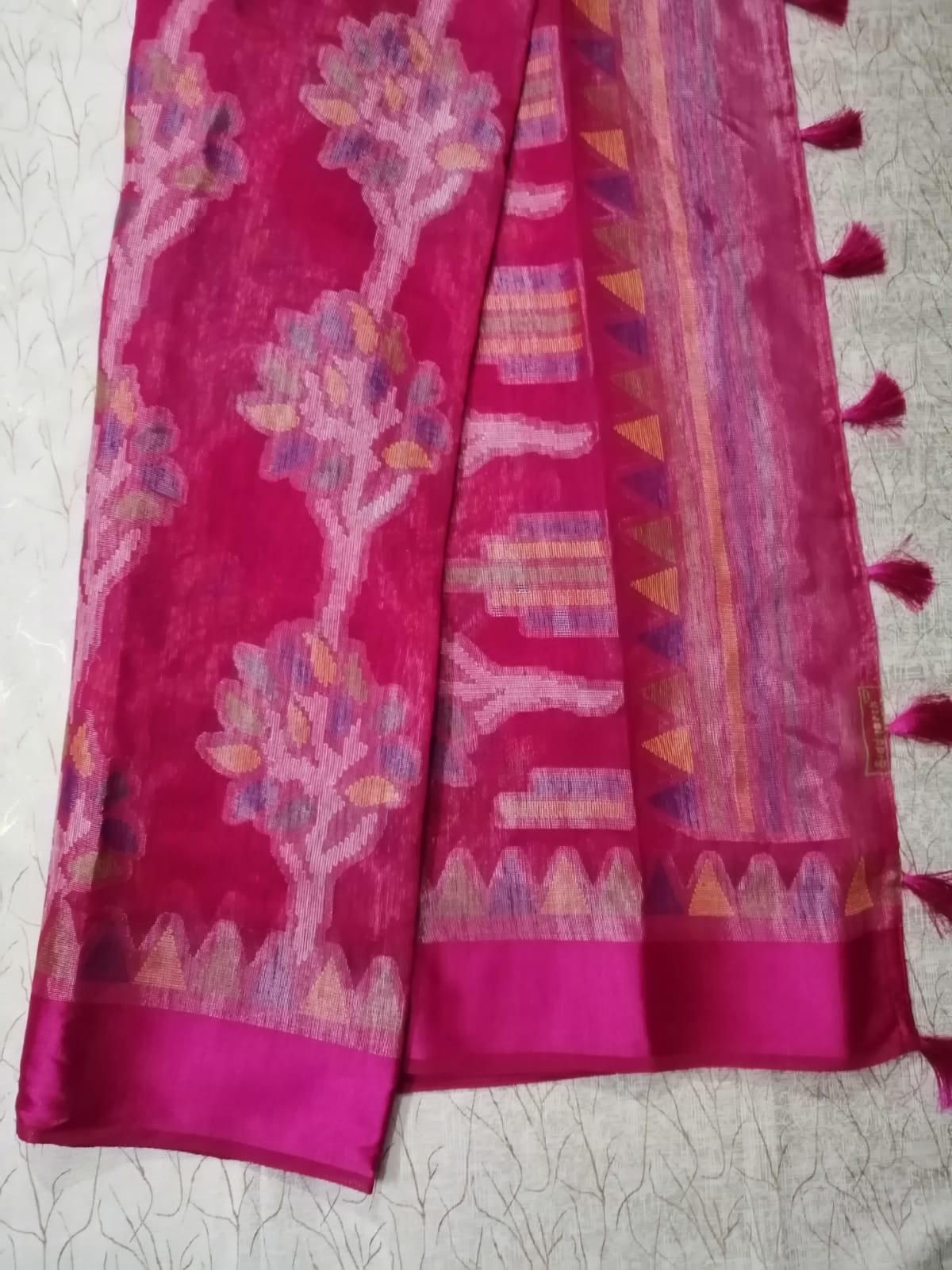 Pink Kum Kum Brasso Saree