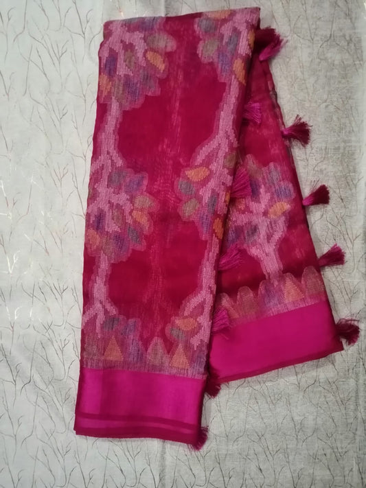 Pink Kum Kum Brasso Saree