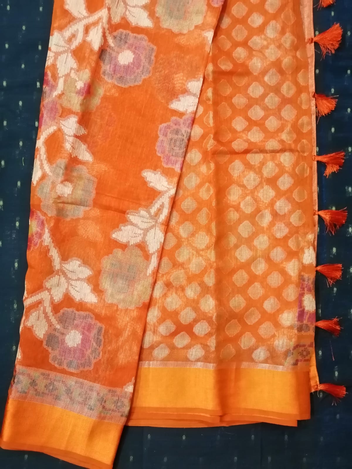 Orange Kum Kum Brasso Saree