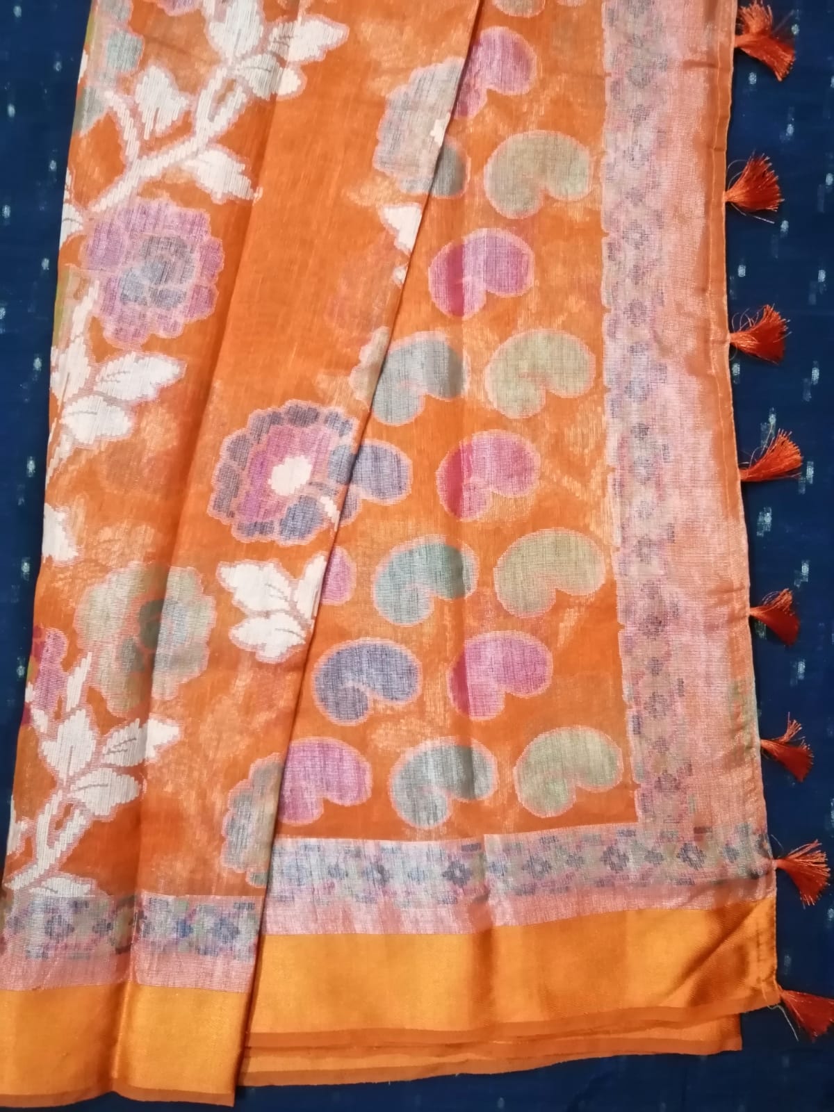 Orange Kum Kum Brasso Saree