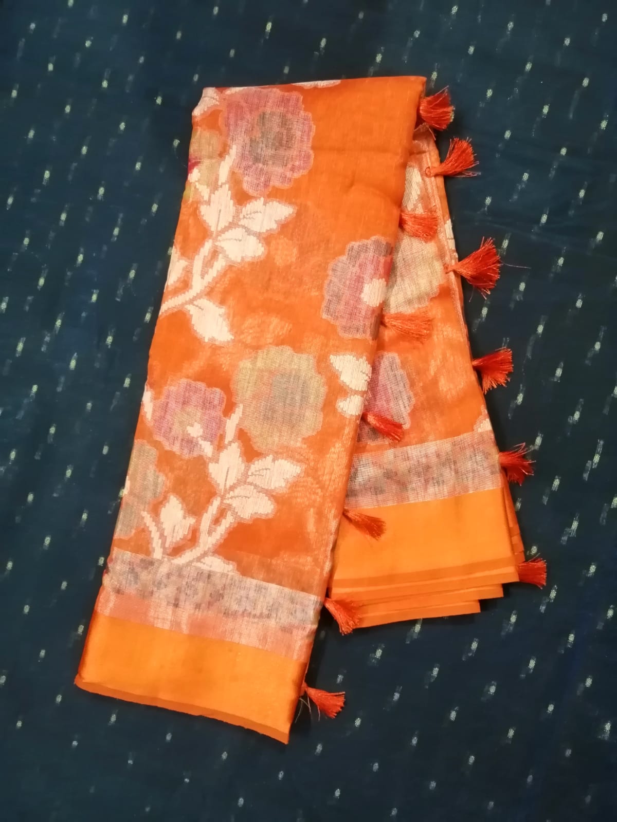 Orange Kum Kum Brasso Saree