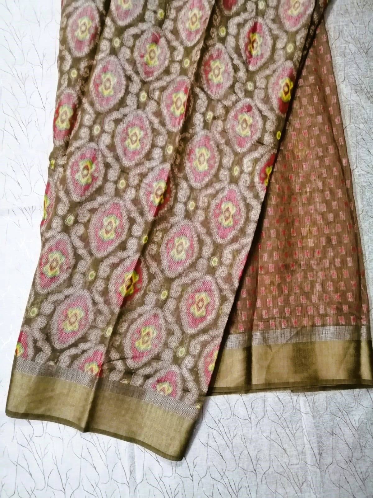 Brown Kum Kum Brasso Saree