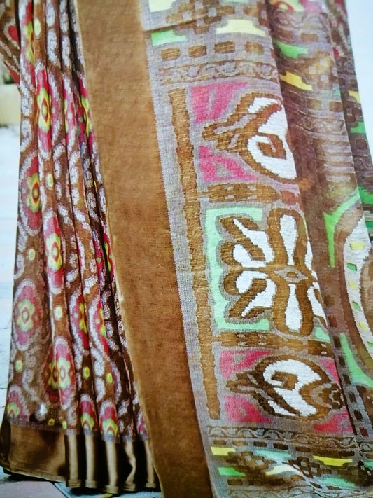 Brown Kum Kum Brasso Saree