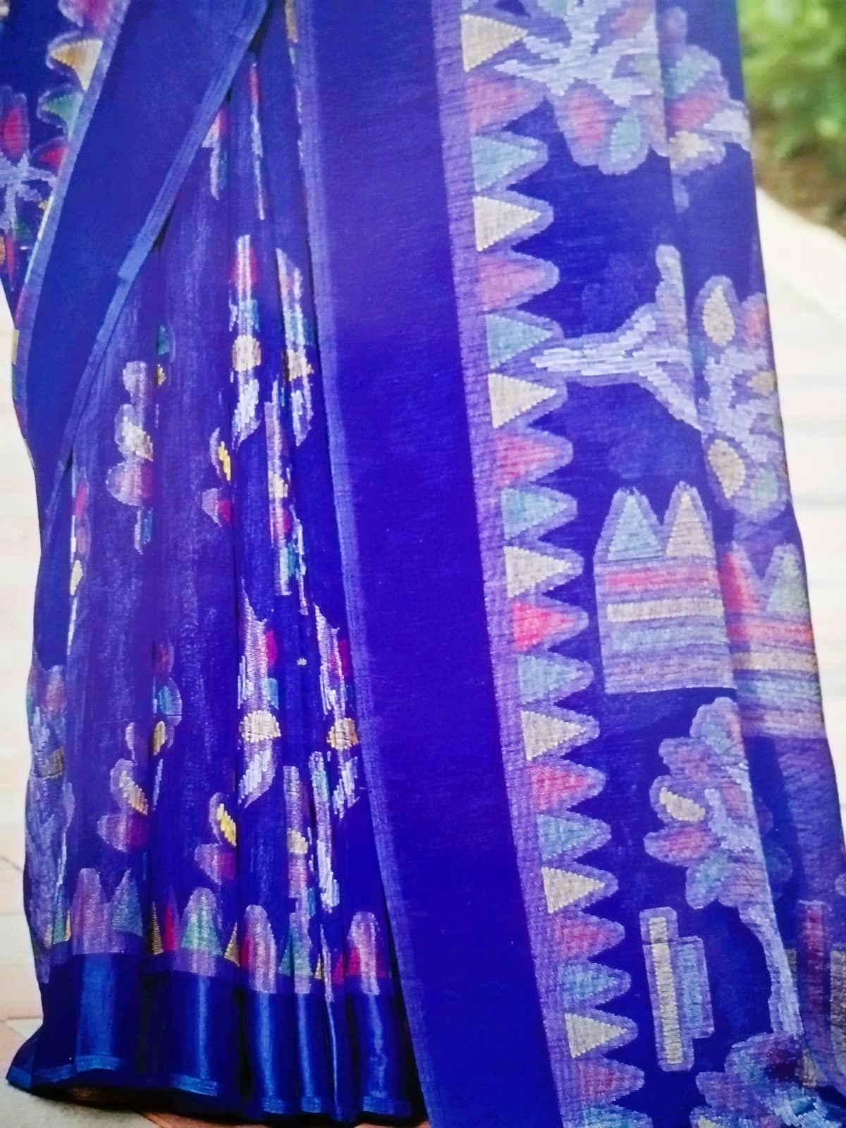 Blue Kum Kum Brasso Saree