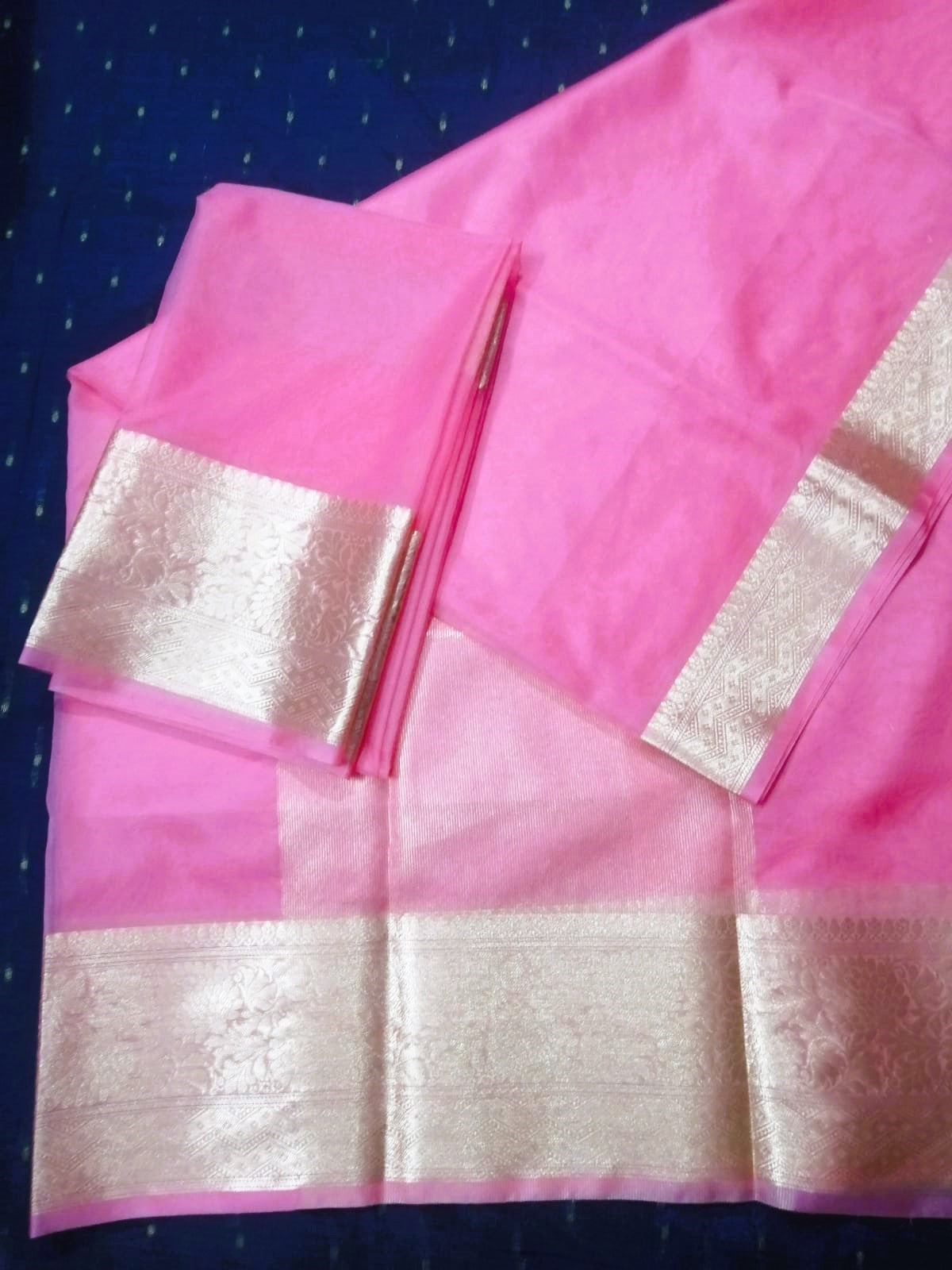 Pink Organza Silk Saree