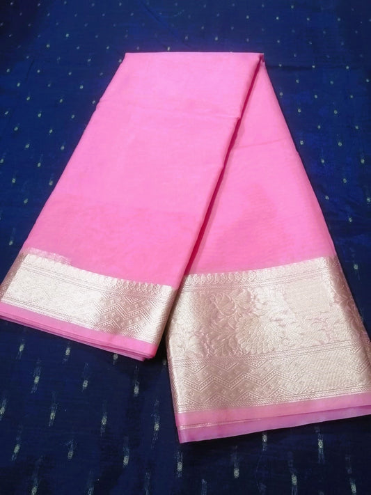 Pink Organza Silk Saree