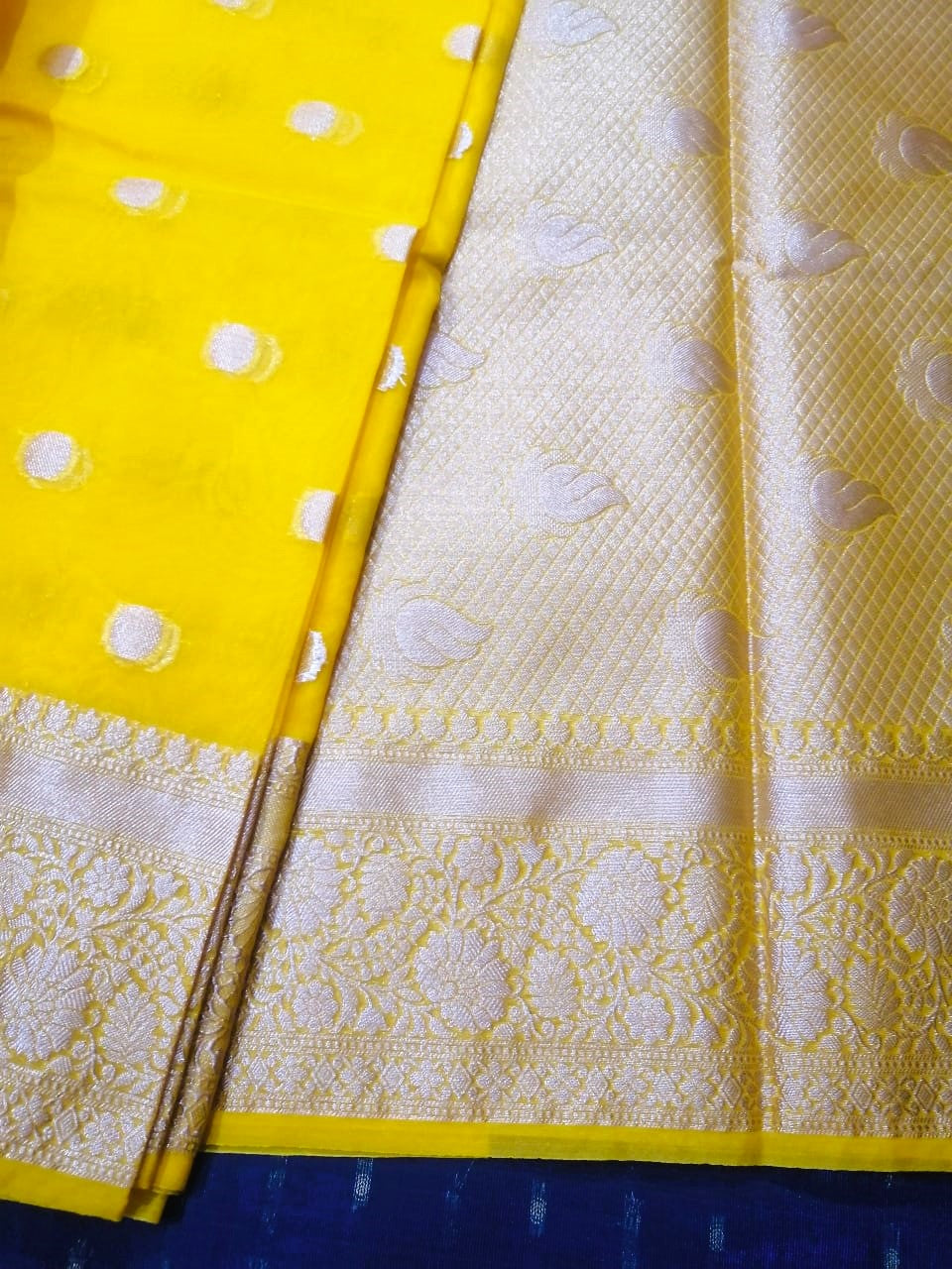 Yellow Organza Buta Saree