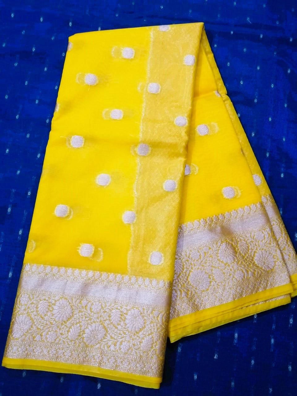 Yellow Organza Buta Saree