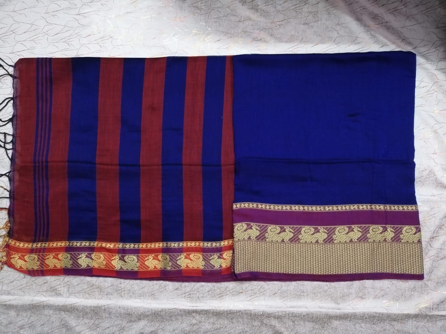 Blue Khadi Cotton Saree