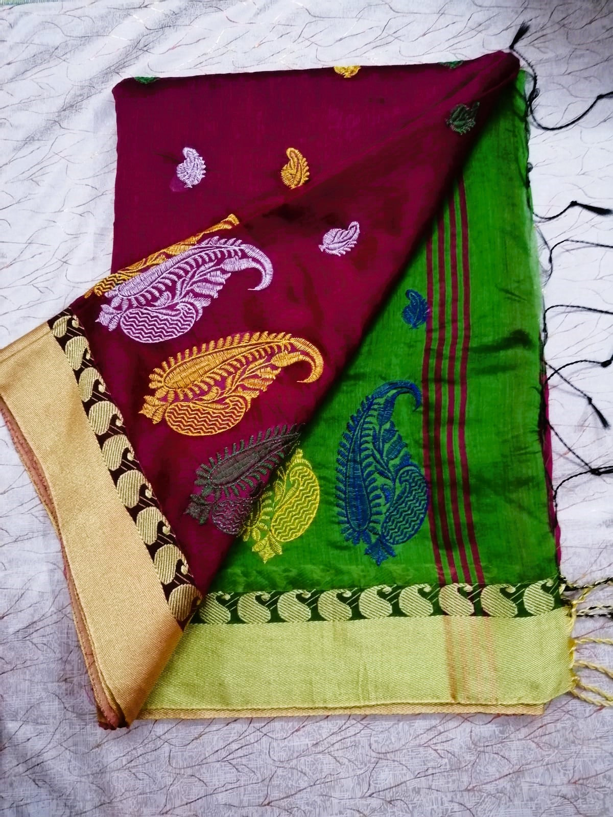 Magenta Khadi Cotton Saree