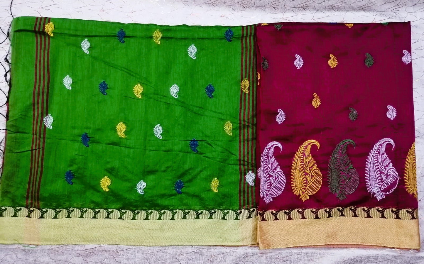 Magenta Khadi Cotton Saree