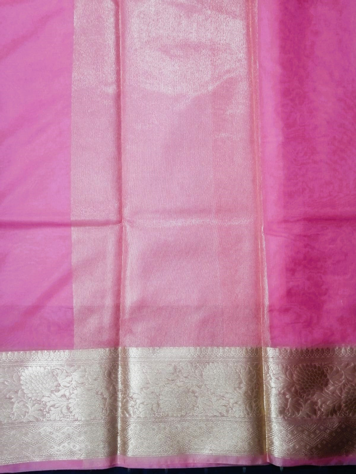 Pink Organza Silk Saree