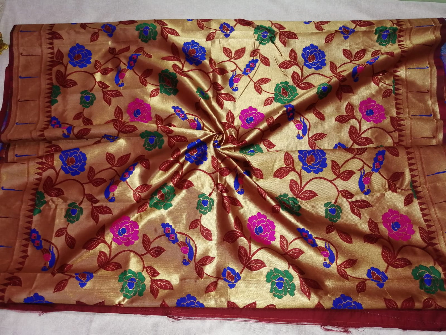 Crimson Red Golden Paithani Saree