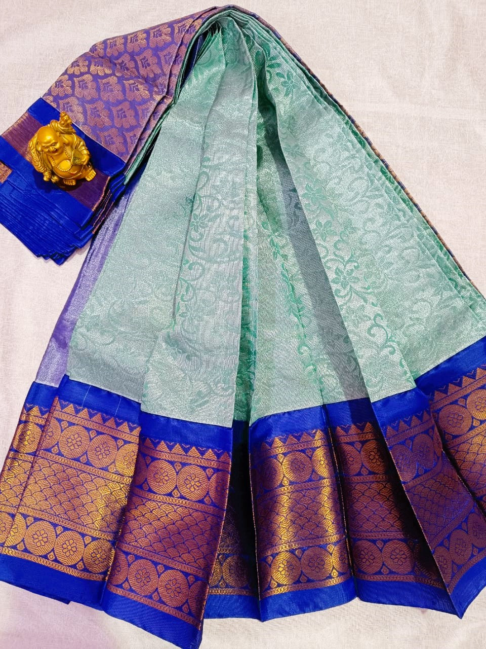 Sea Green Kuppadam Silk Saree